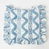 Frilled Blue Ikat Seat Pad Cushion