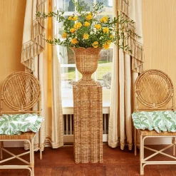 Frilled Green Ikat Seat Pad Cushion (Set of 4)