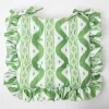 Frilled Green Ikat Seat Pad Cushion