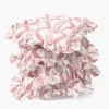 Frilled Pink Ikat Seat Pad Cushions (Set of 4)