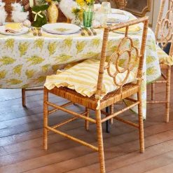 Frilled Yellow Stripe Seat Pad Cushions (Set of 4)