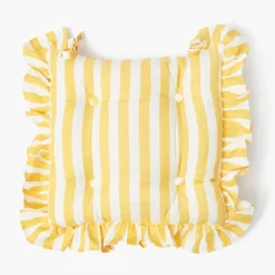 Frilled Yellow Stripe Seat Pad Cushion