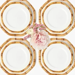 Geometric Bamboo Dinner & Starter Plates (Set of 8)