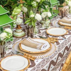 Geometric Bamboo Dinner & Starter Plates (Set of 8)
