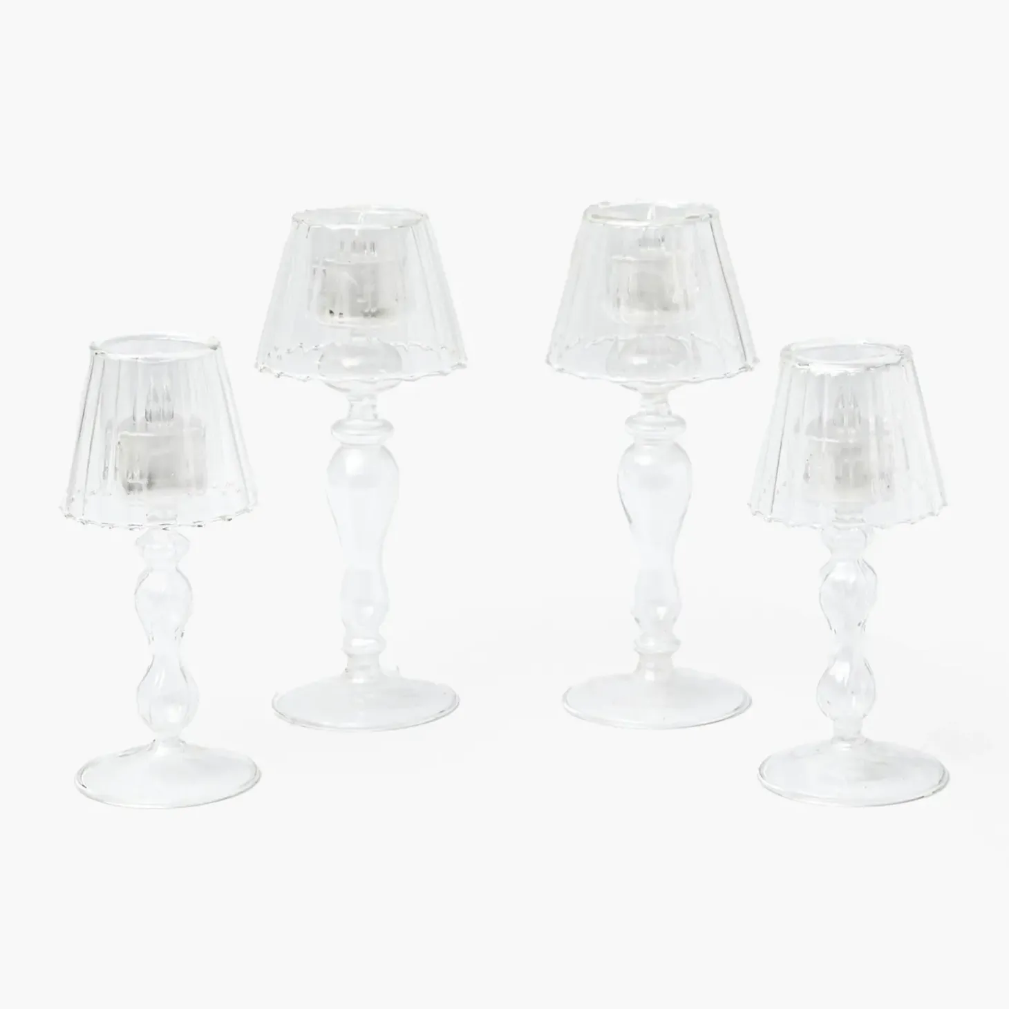 Glass Lantern Tea Light Holder Set