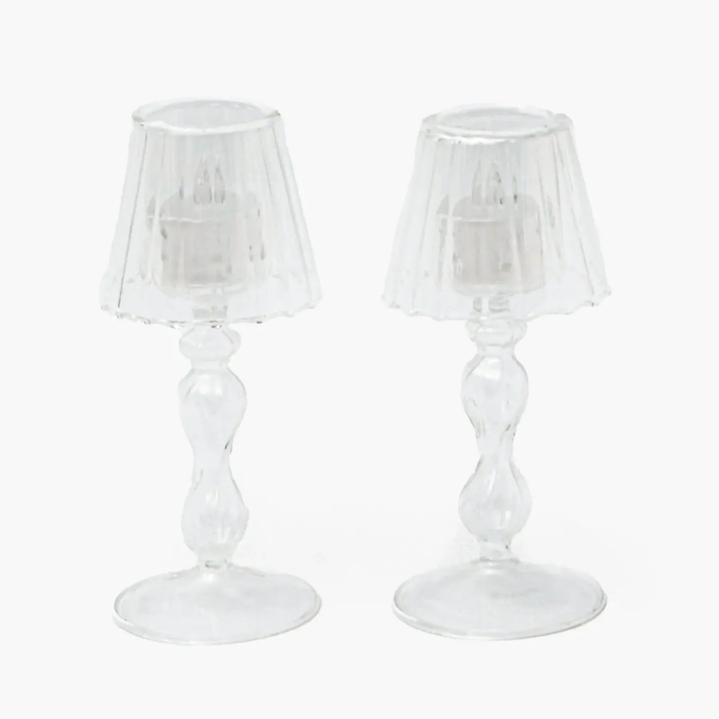 Glass Lantern Tea Light Holder Set