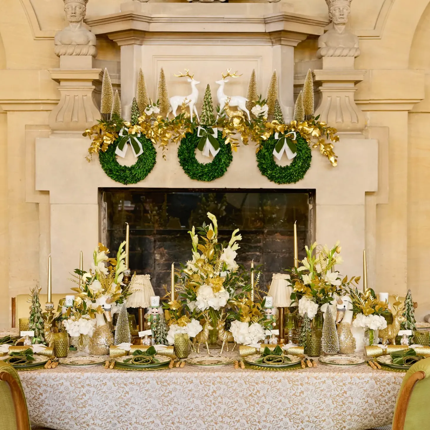 Gold Glitter Crackers with White Velvet Bows (Set of 6)
