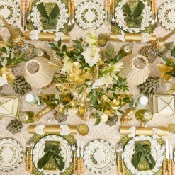 Gold Glitter Crackers with White Velvet Bows (Set of 6)