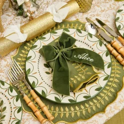 Gold Glitter Crackers with White Velvet Bows (Set of 6)