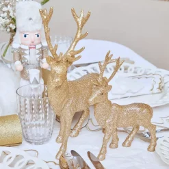 Gold Glitter Reindeer (Pair)