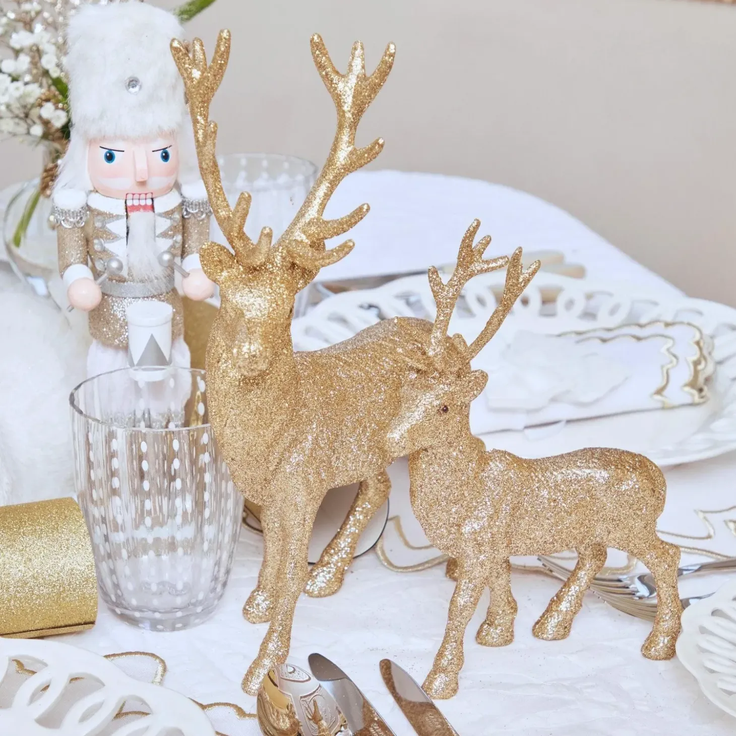 Gold Glitter Reindeer (Pair)