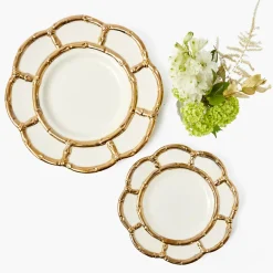 Gold Petal Bamboo Ceramic Starter Plate