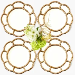 Gold Petal Bamboo Ceramic Starter Plate