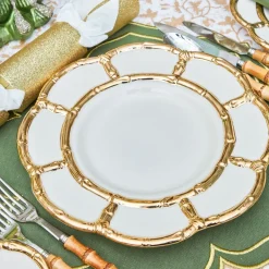 Gold Petal Bamboo Ceramic Dinner Plate