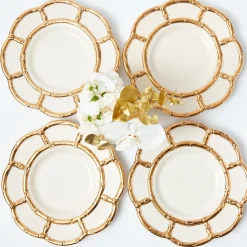Gold Petal Bamboo Dinner Plates (Set of 4)