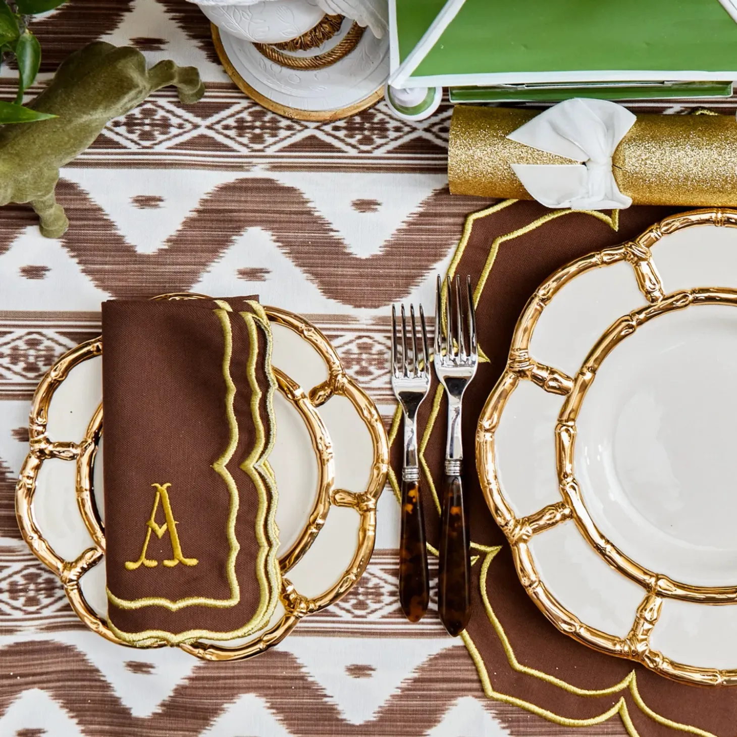 Gold Petal Bamboo Dinner & Starter Plates (Set of 8)