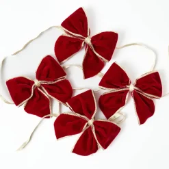 Gold Trimmed Red Velvet Bows (Set of 4)