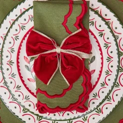 Gold Trimmed Red Velvet Bows (Set of 4)