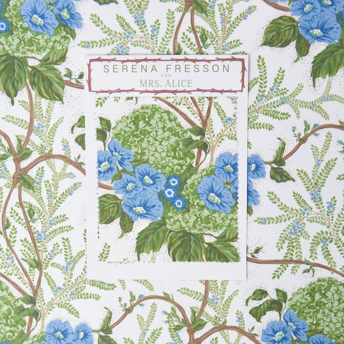 Green & Blue Lady Isabella's Garden Fabric