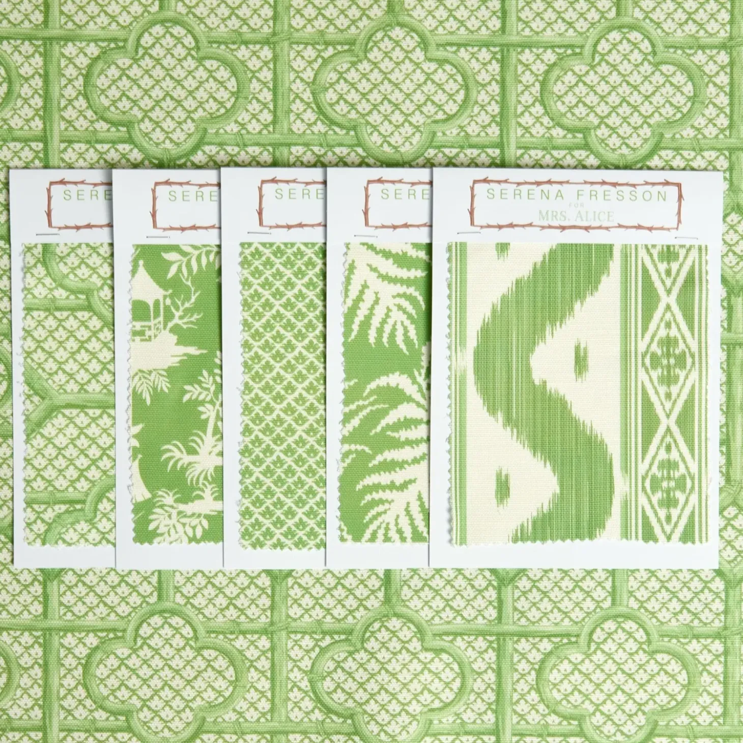 Green Bamboo Trellis Fabric