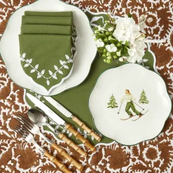 Green Bow Laurel Napkins (Set of 4)