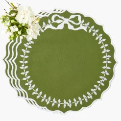 Green Bow Laurel Placemats (Set of 4)
