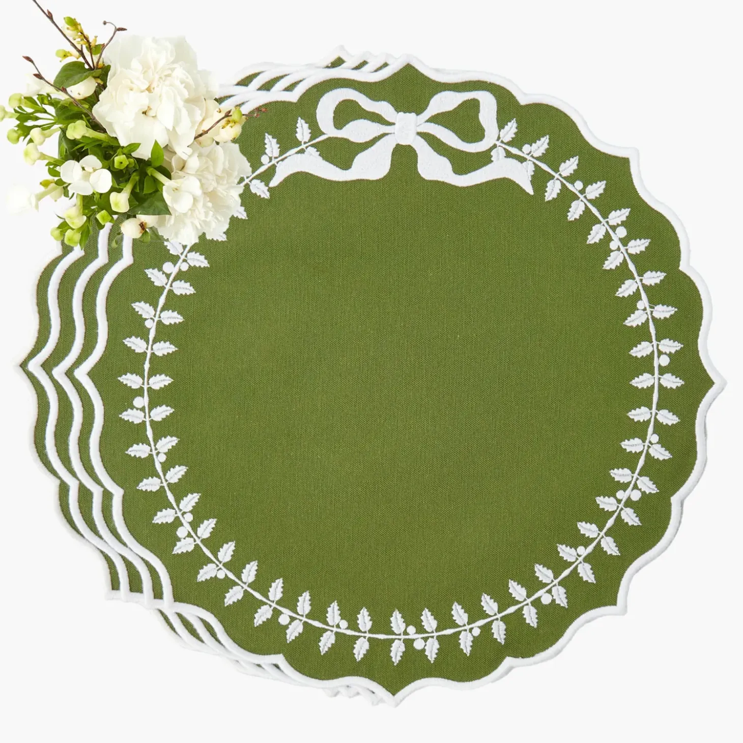 Green Bow Laurel Placemats (Set of 4)