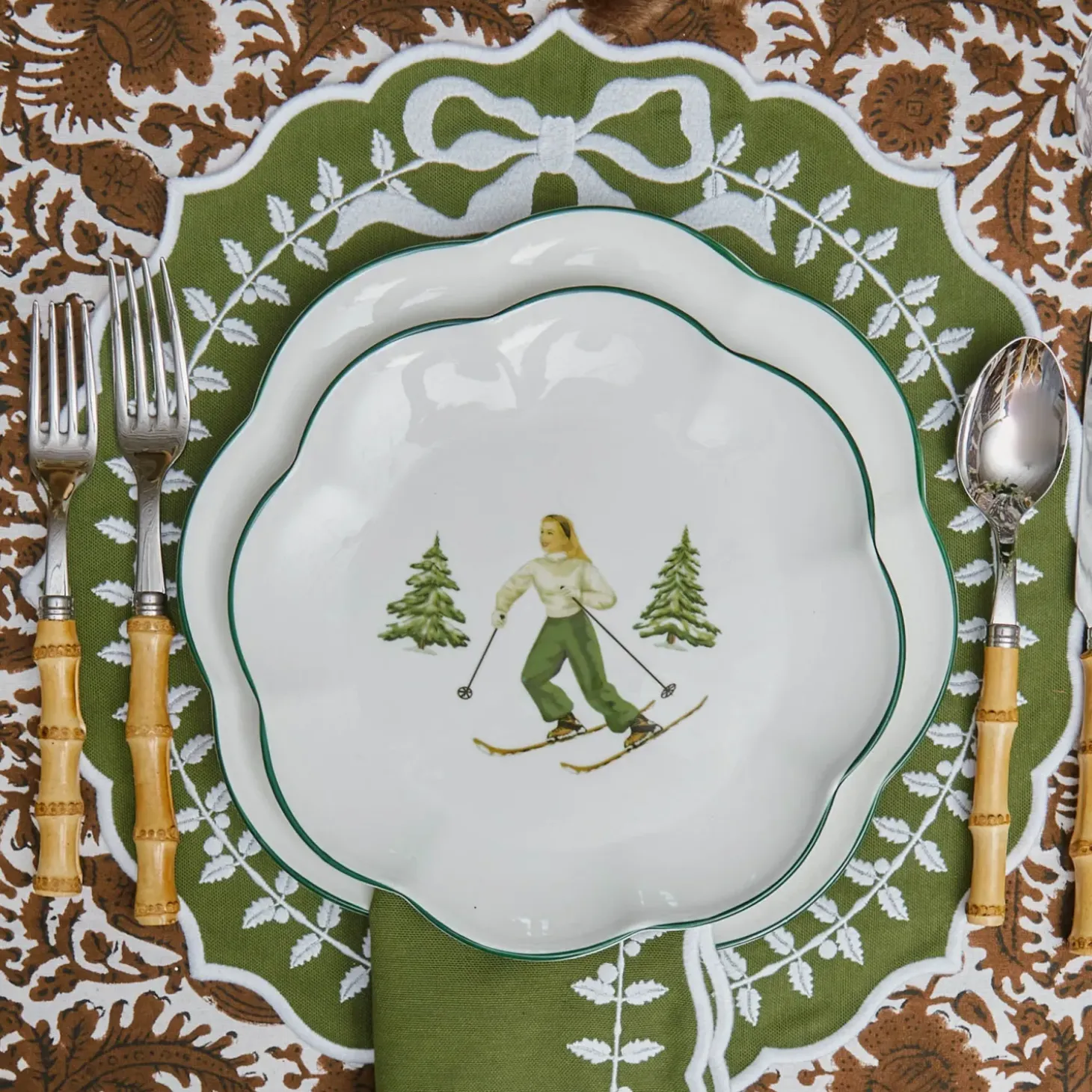 Green Bow Laurel Placemats (Set of 4)