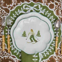 Green Bow Laurel Placemats & Napkins (Set of 4)