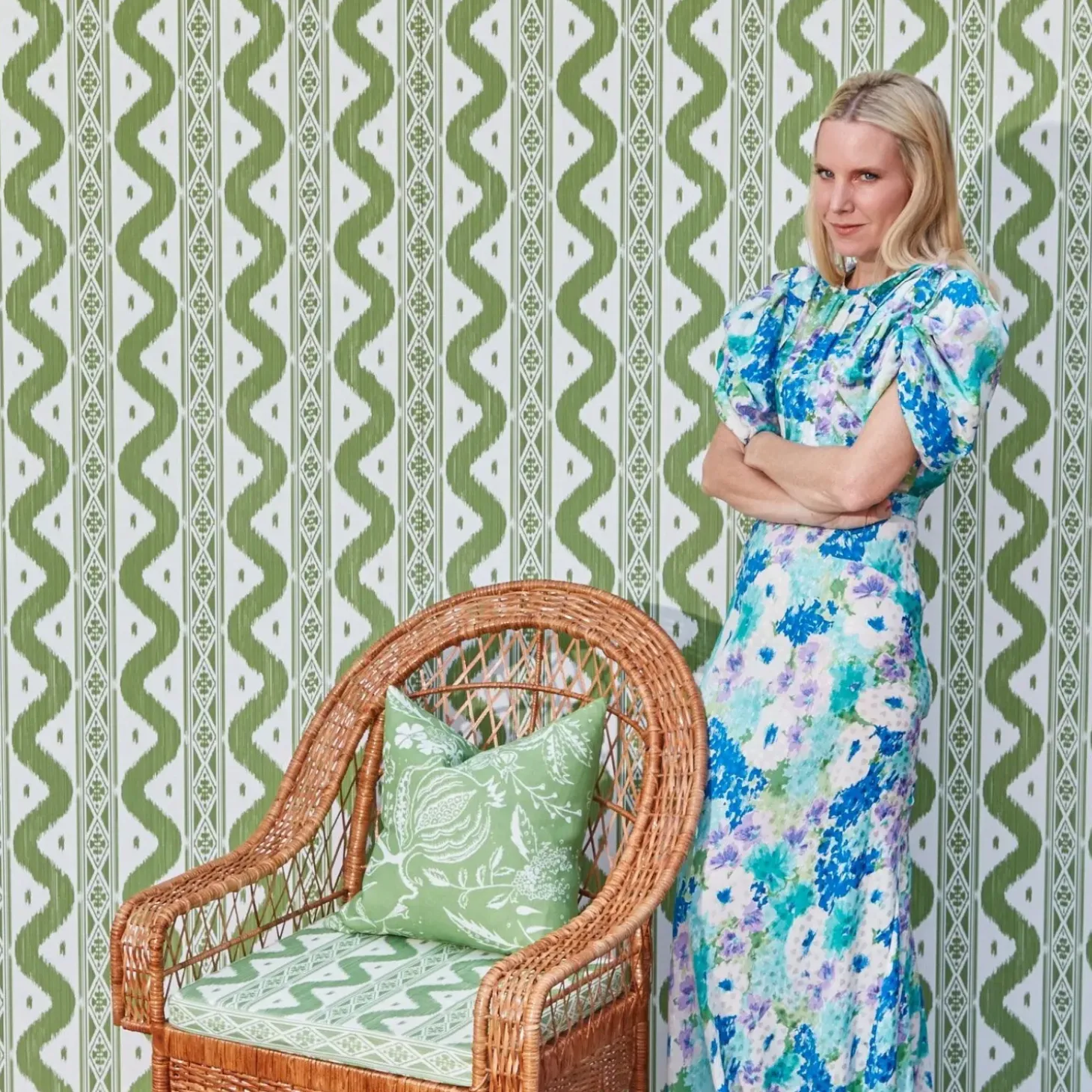 Green Chelsea Square Fabric