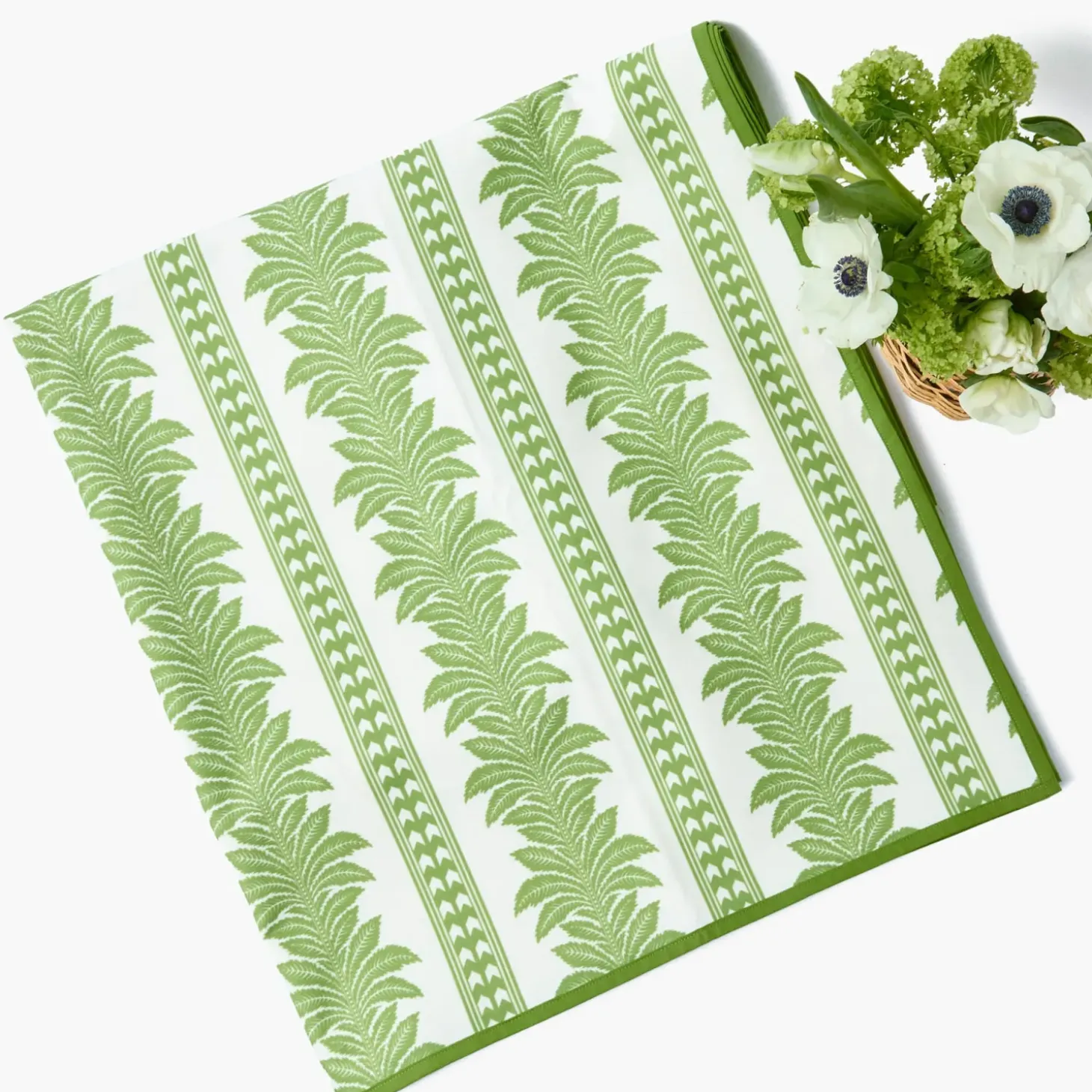 Green Fern Stripe Tablecloth