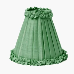 Green Frilled Silk Lampshade (18cm)