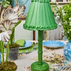 Green Frilled Silk Lampshade (18cm)