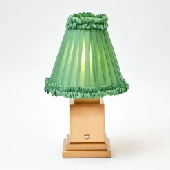 Green Frilled Silk Lampshade (18cm)