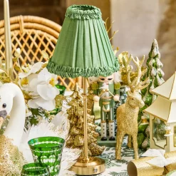 Green Frilled Silk Lampshade (18cm)
