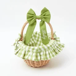 Green Gingham Basket