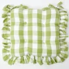 Green Gingham Ruffle Seat Pad Cushion