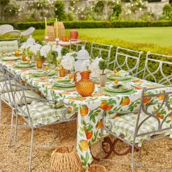 Green Gingham Ruffle Seat Pad Cushions (Set of 4)