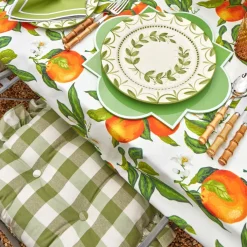 Green Gingham Ruffle Seat Pad Cushions (Set of 4)