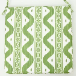Green Ikat Seat Pad Cushion