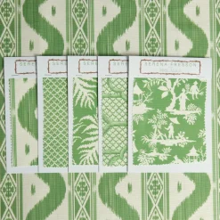 Green Ikat Stripe Fabric
