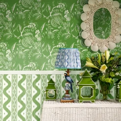 Green Ikat Stripe Wallpaper