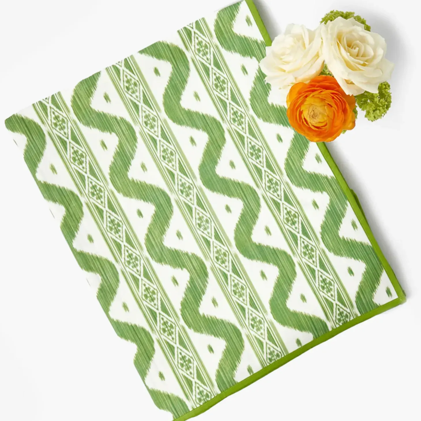 Green Ikat Tablecloth