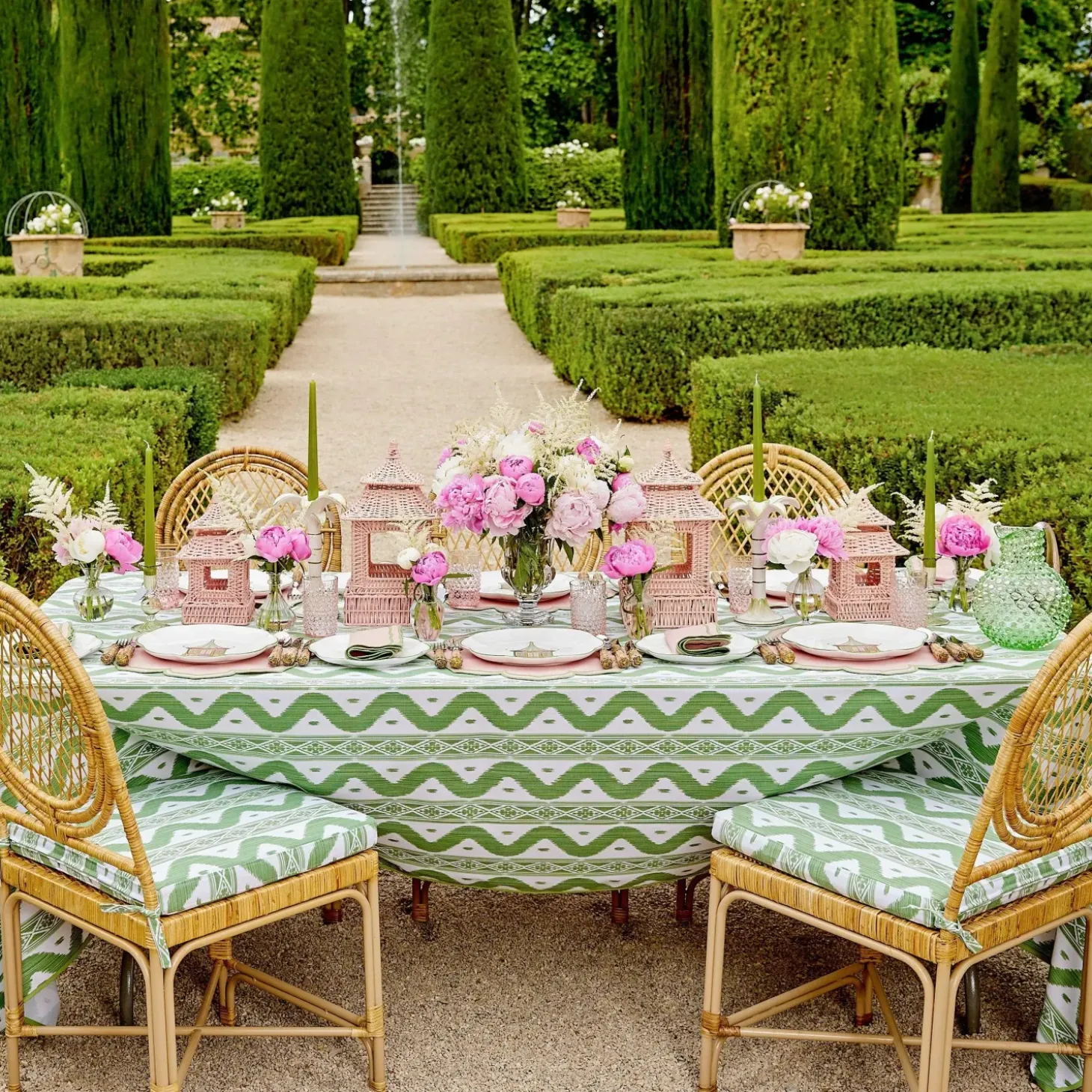 Green Ikat Tablecloth