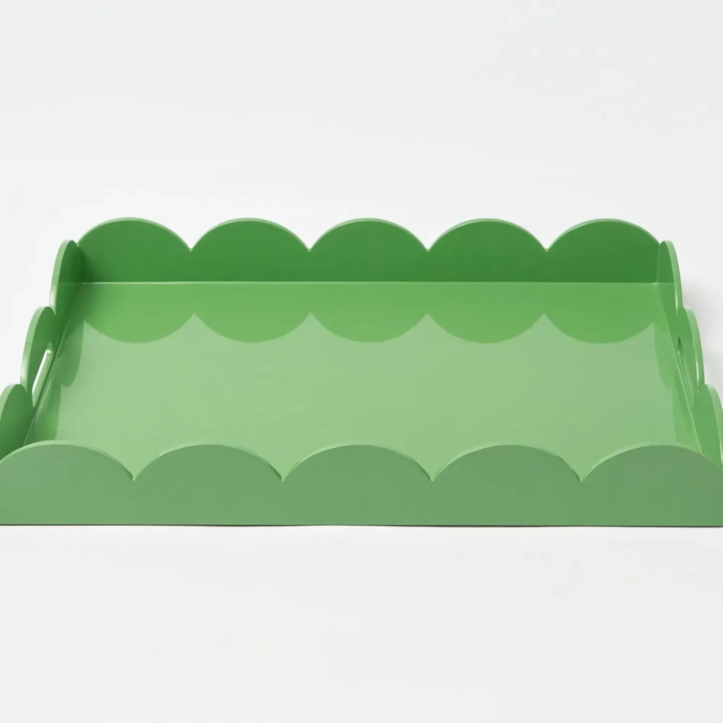 Green Lacquer Scalloped Tray