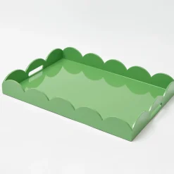 Green Lacquer Scalloped Tray