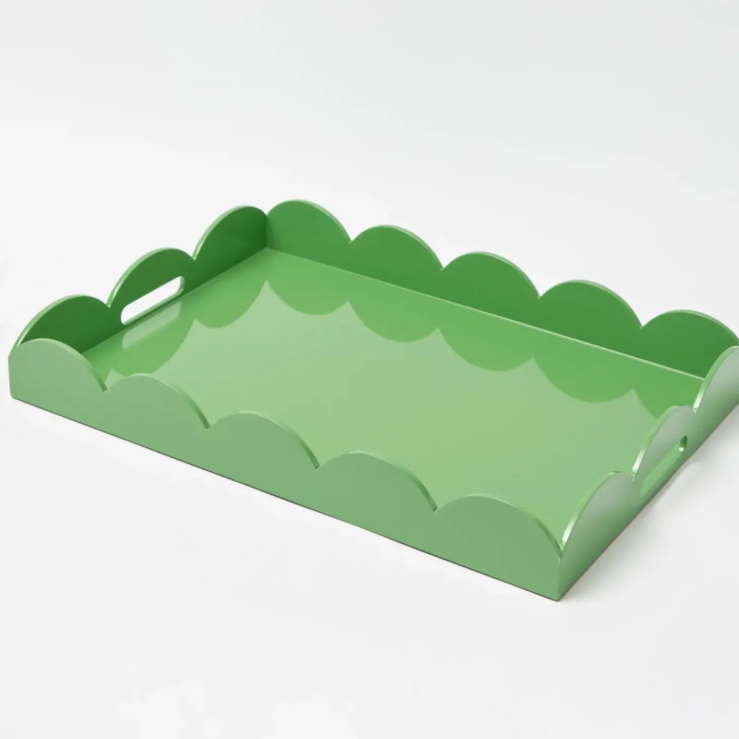 Green Lacquer Scalloped Tray