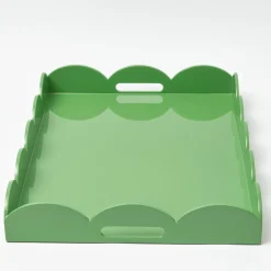 Green Lacquer Scalloped Tray