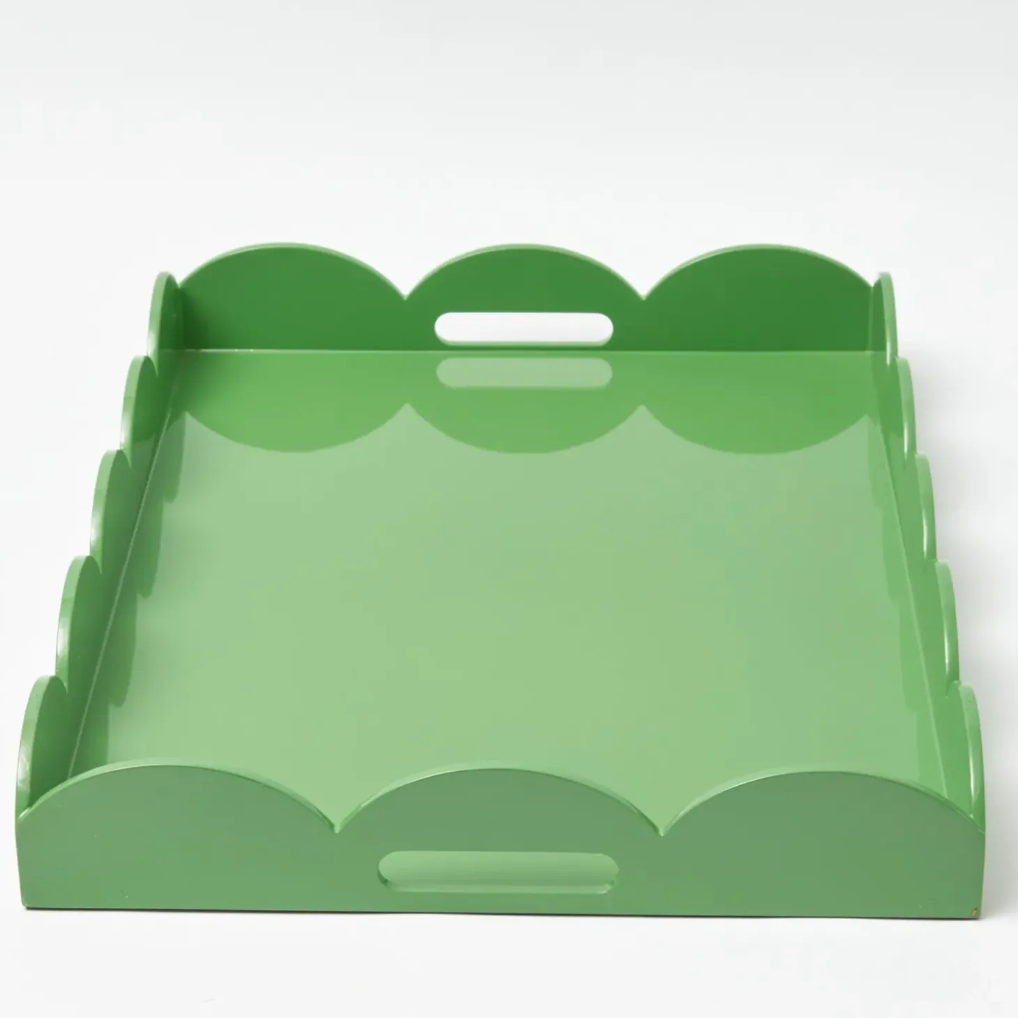 Green Lacquer Scalloped Tray