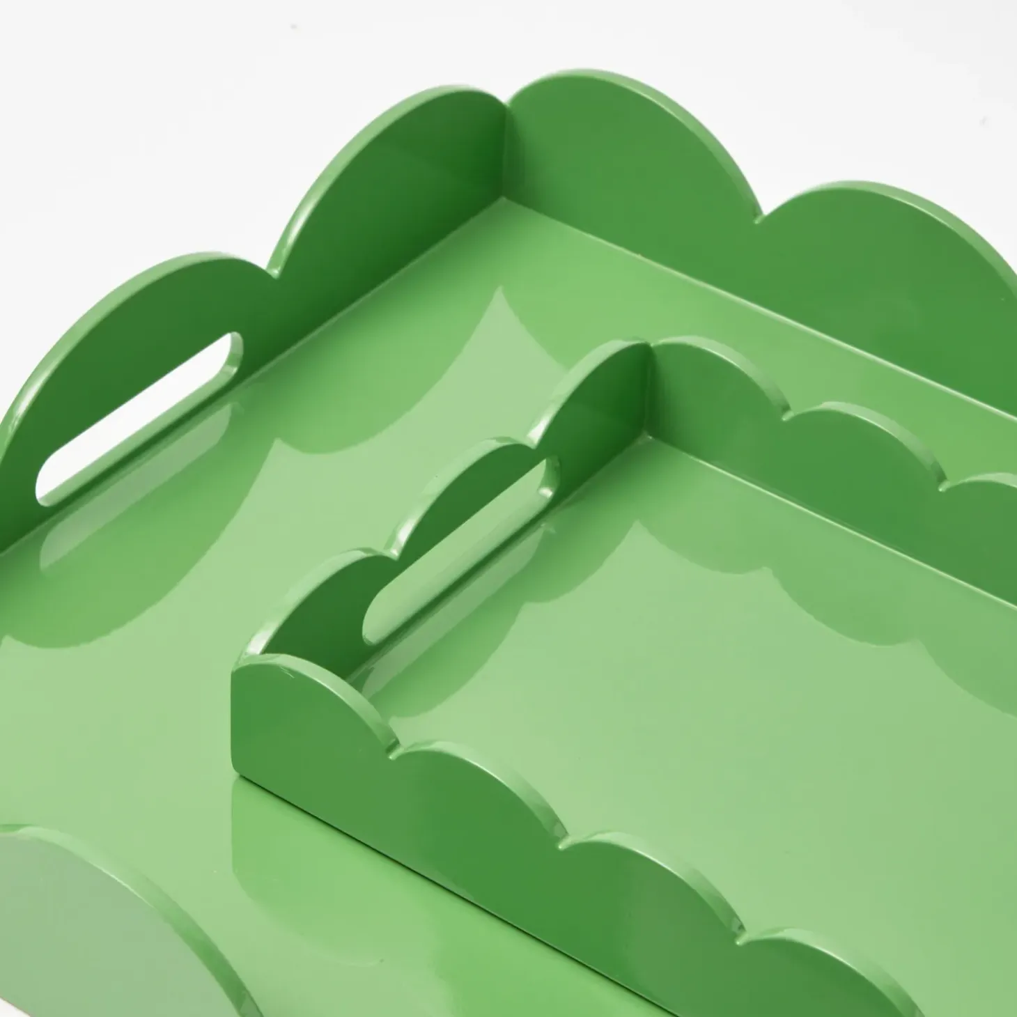 Green Lacquer Scalloped Tray